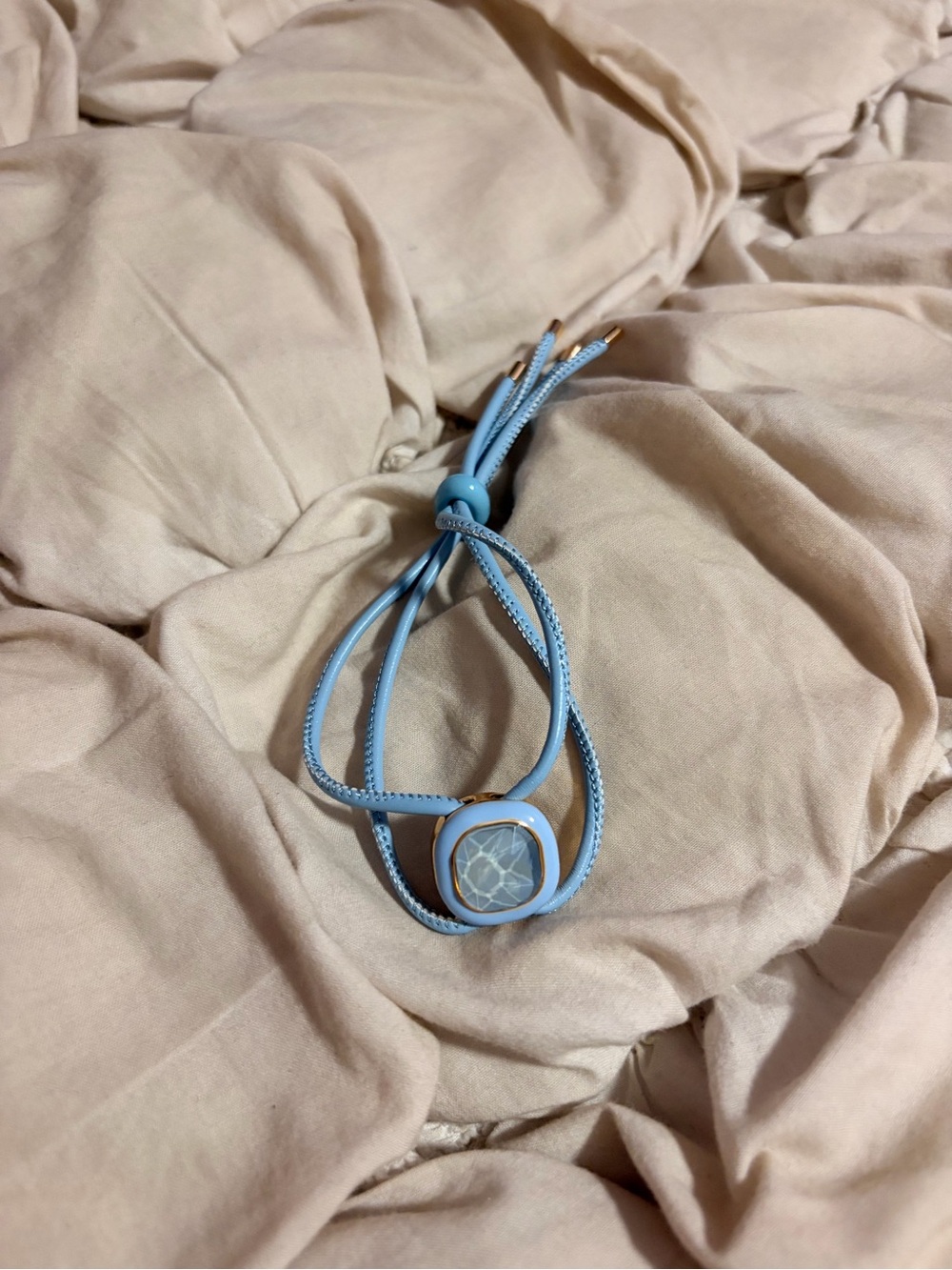 Blue Stone Cord Bracelet with Gold-Tone Accents